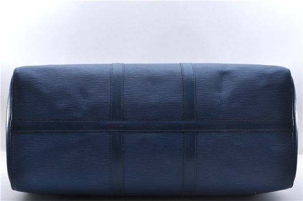 Authentic Louis Vuitton Epi Keepall 50 Boston Travel Bag Blue M42965 LV 5193D