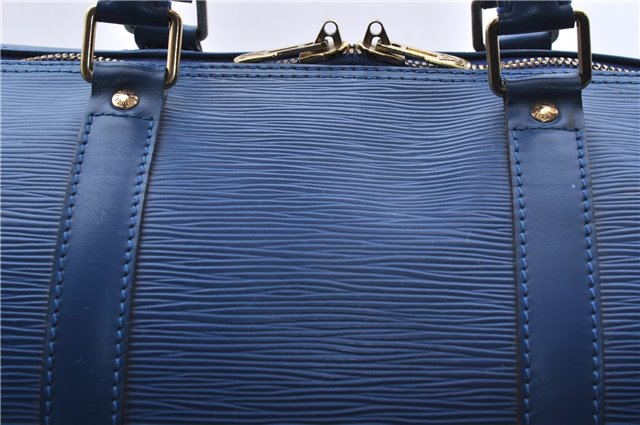 Authentic Louis Vuitton Epi Keepall 50 Boston Travel Bag Blue M42965 LV 5193D