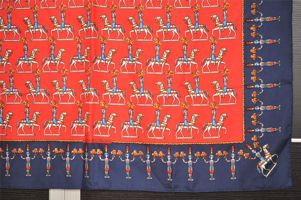 Authentic HERMES Carre 90 Scarf "LES ARTIFICIERS" Silk Navy 5193I