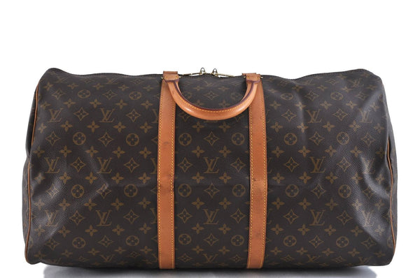 Authentic LOUIS VUITTON Monogram Keepall 55 Boston Bag M41424 LV 5196C