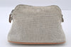 Authentic HERMES Bolide 20 Pouch Cosmetic Canvas Cotton Leather White 5196I