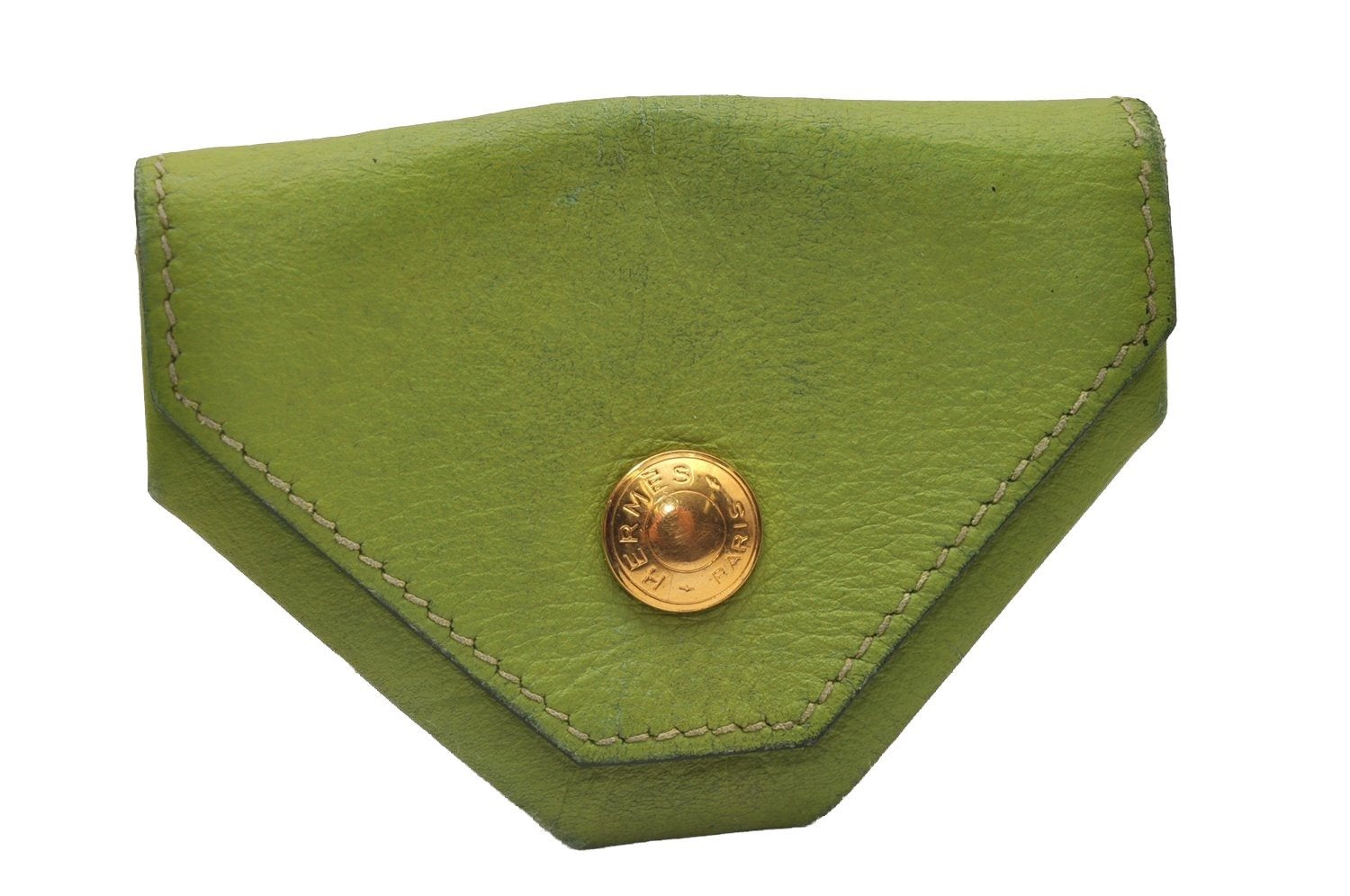 Authentic HERMES Levain Quatre Coin Purse Wallet Leather Light Green 5197I