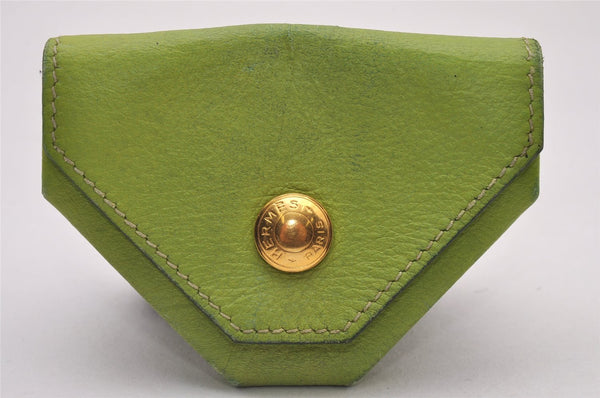 Authentic HERMES Levain Quatre Coin Purse Wallet Leather Light Green 5197I