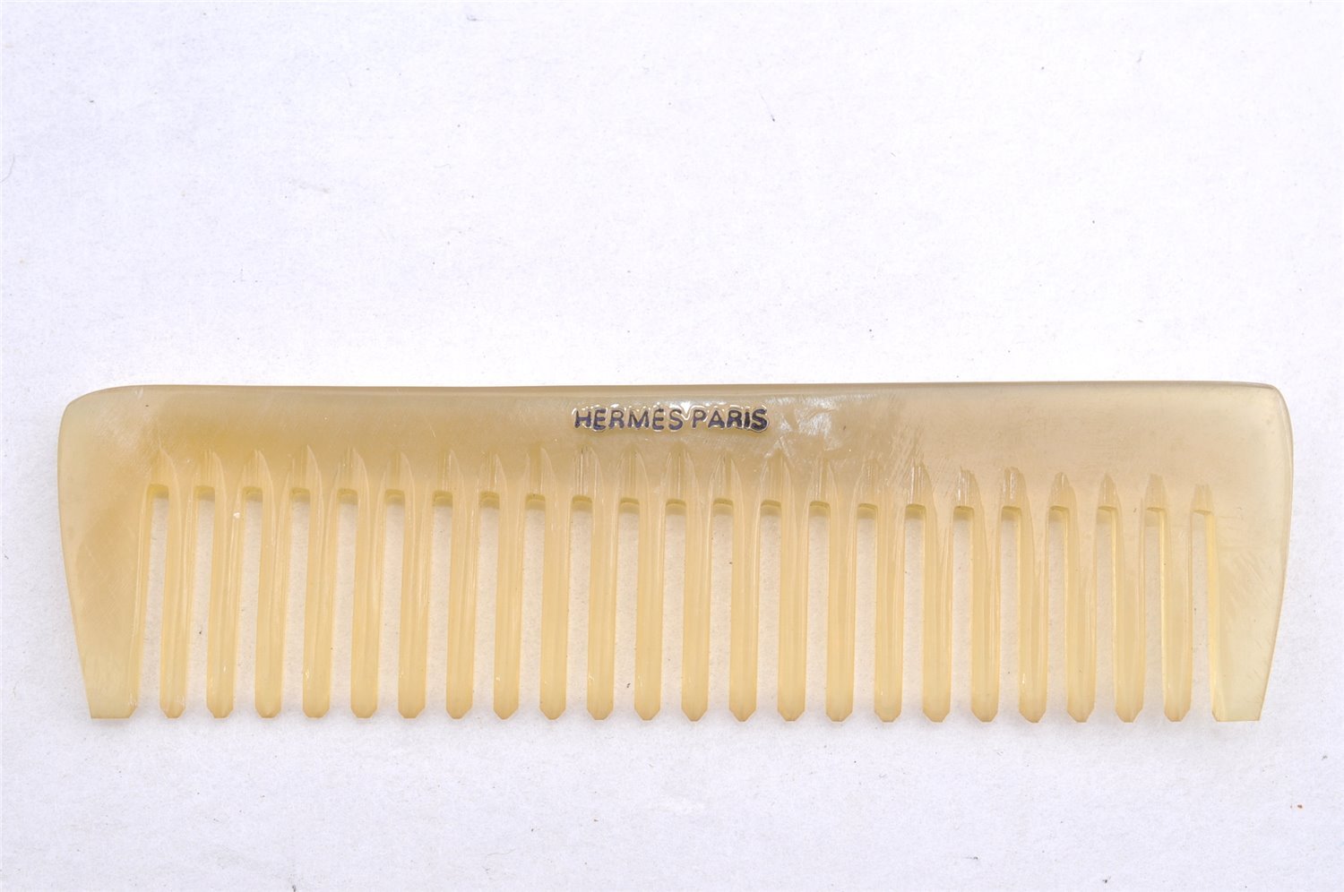 Authentic HERMES Vintage Mini Comb Buffalo Horn Motif Plastic Beige 5198I