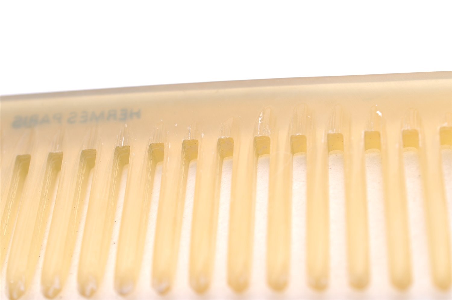 Authentic HERMES Vintage Mini Comb Buffalo Horn Motif Plastic Beige 5198I