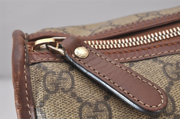 Authentic GUCCI Vintage Hand Boston Bag GG PVC Leather 189899 Brown 5199I