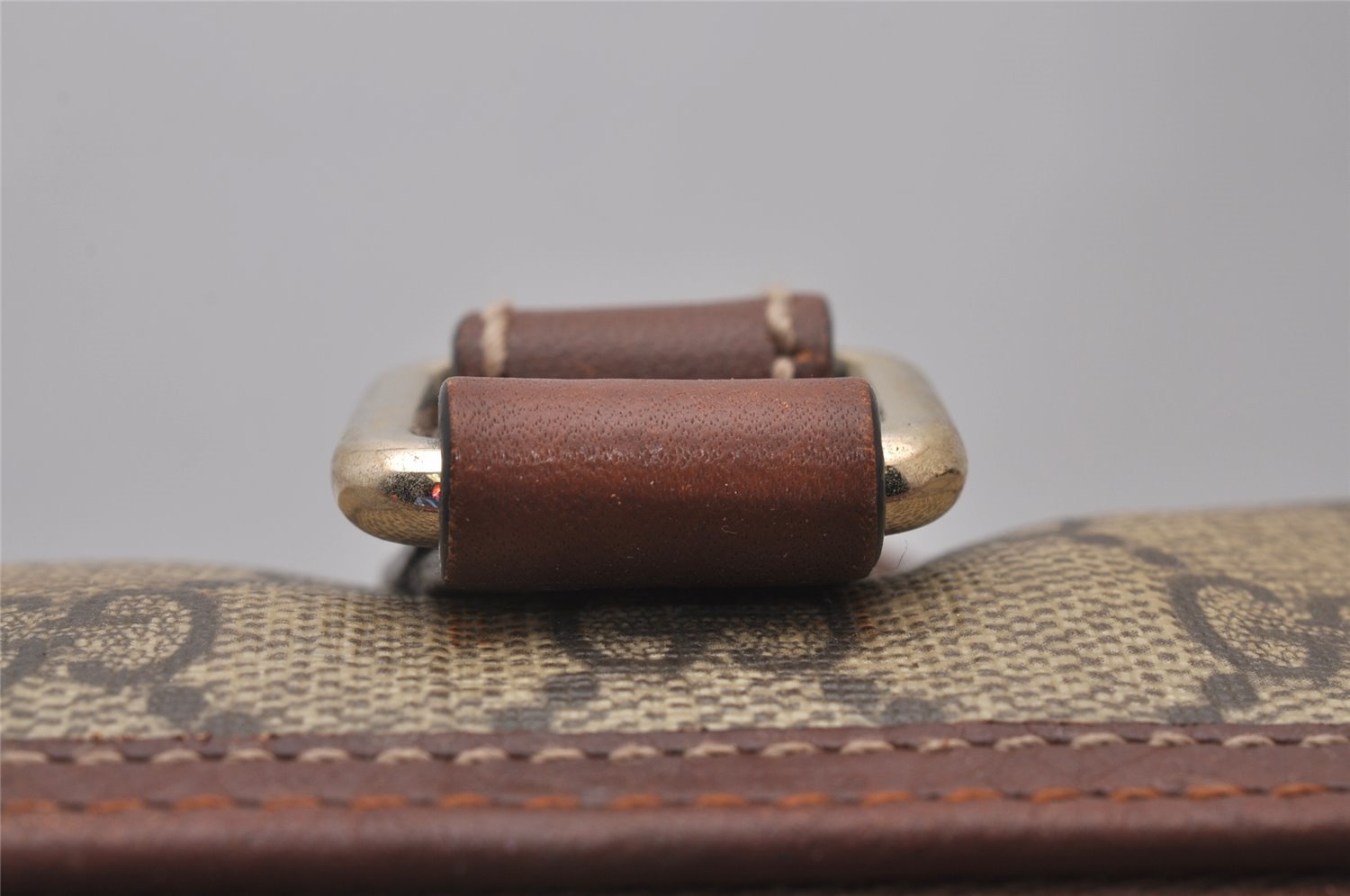 Authentic GUCCI Vintage Hand Boston Bag GG PVC Leather 189899 Brown 5199I