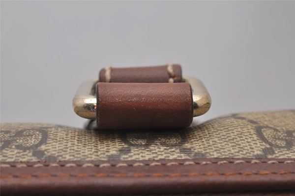 Authentic GUCCI Vintage Hand Boston Bag GG PVC Leather 189899 Brown 5199I