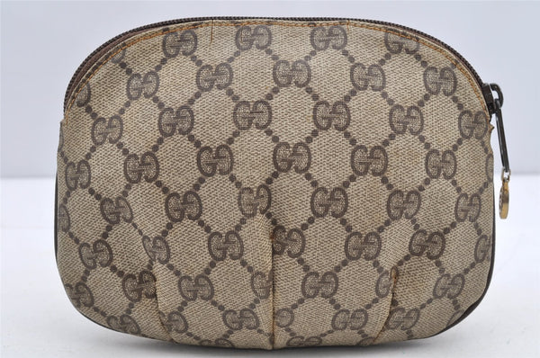 Authentic GUCCI Vintage Pouch Purse GG PVC Leather Brown Junk 5201I
