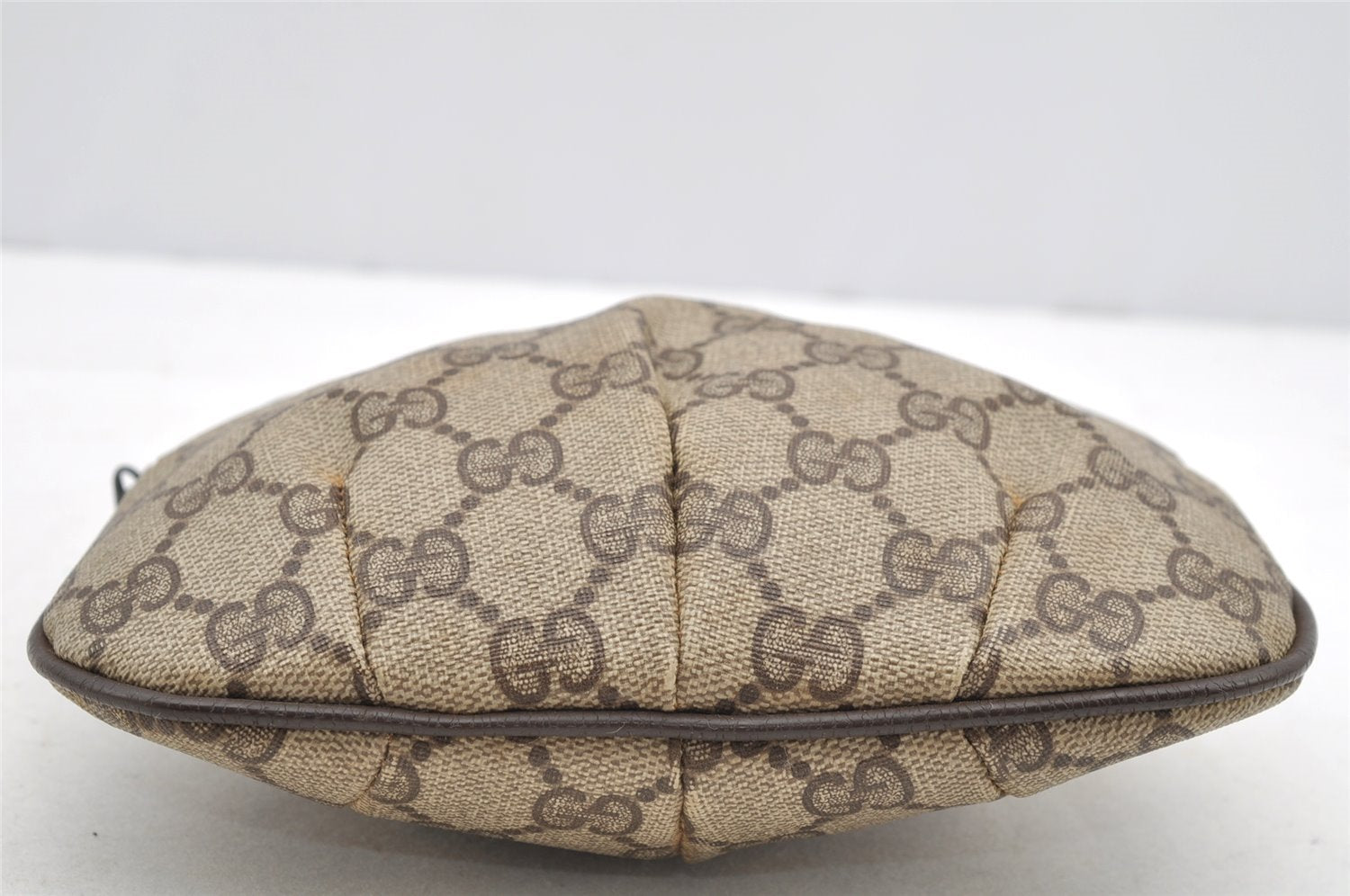 Authentic GUCCI Vintage Pouch Purse GG PVC Leather Brown Junk 5201I