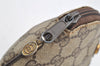 Authentic GUCCI Vintage Pouch Purse GG PVC Leather Brown Junk 5201I