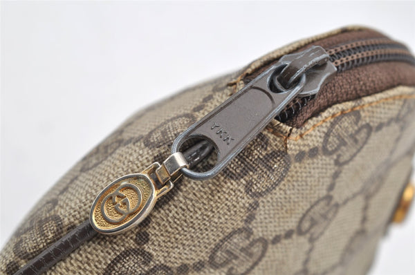 Authentic GUCCI Vintage Pouch Purse GG PVC Leather Brown Junk 5201I