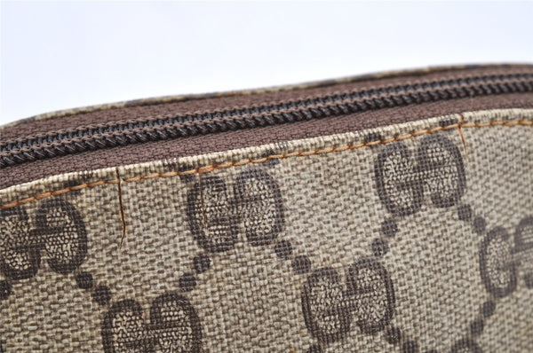 Authentic GUCCI Vintage Pouch Purse GG PVC Leather Brown Junk 5201I
