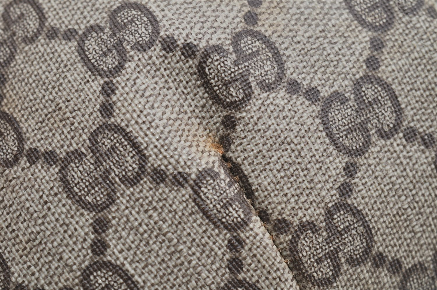 Authentic GUCCI Vintage Pouch Purse GG PVC Leather Brown Junk 5201I