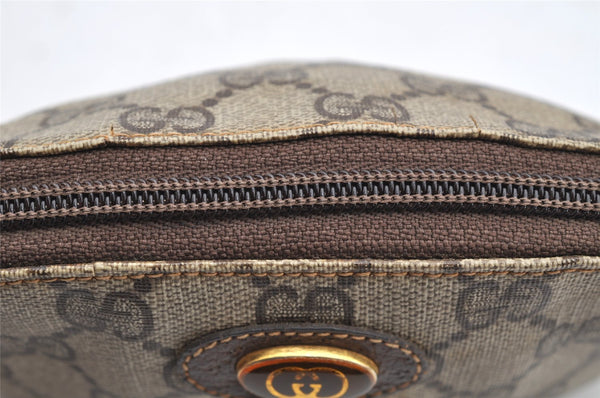 Authentic GUCCI Vintage Pouch Purse GG PVC Leather Brown Junk 5201I