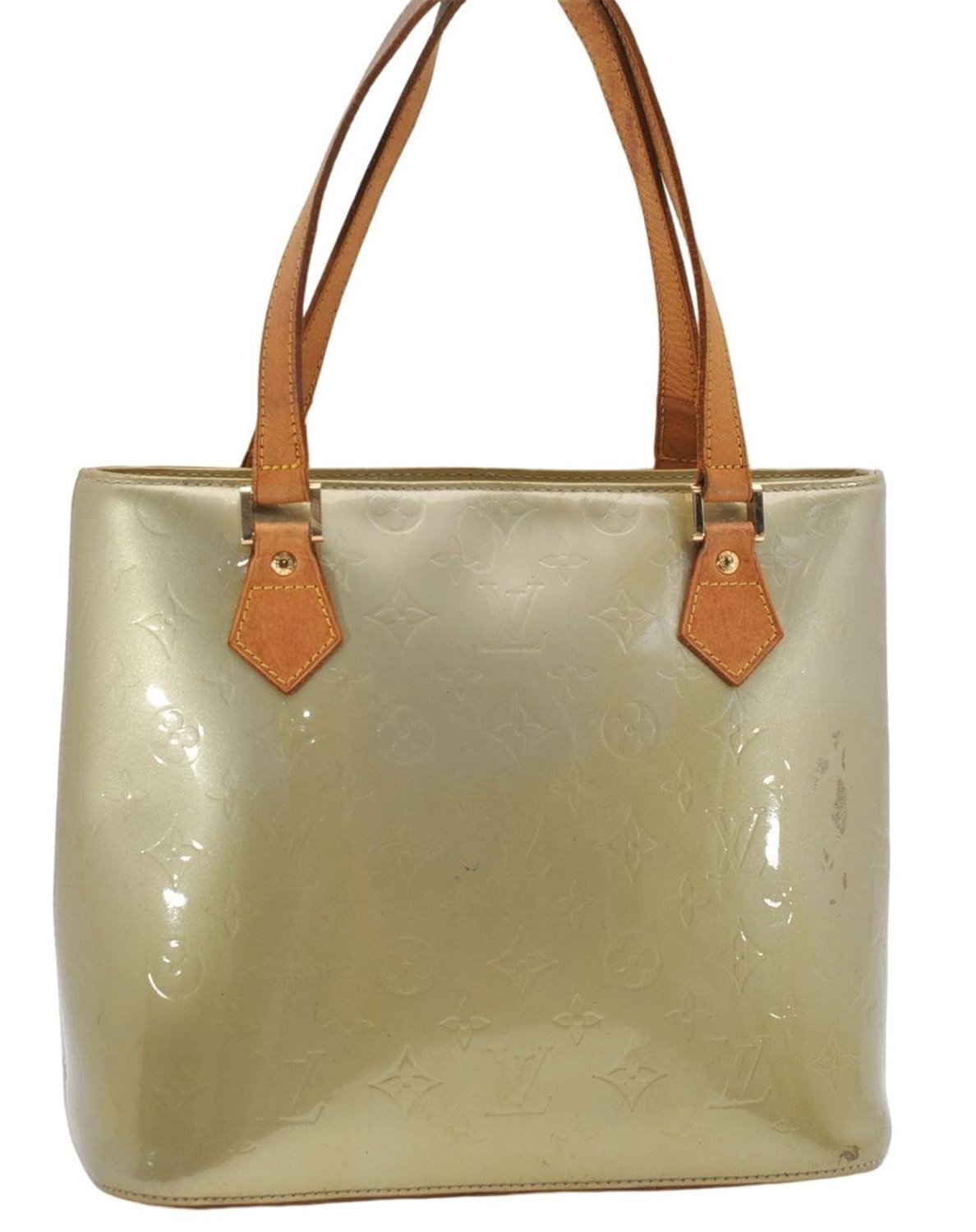 Auth Louis Vuitton Vernis Houston Shoulder Bag M91053 Light Green LV Junk 5204D