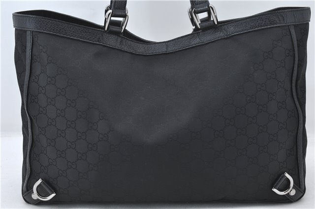 Authentic GUCCI Abbey Vintage Tote Hand Bag GG Nylon Leather 293580 Black 5204E