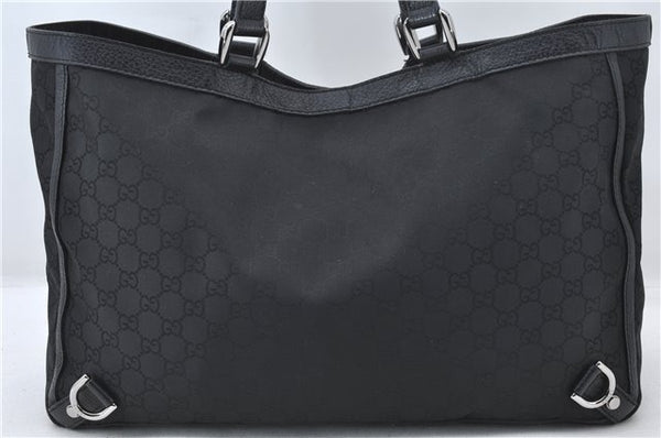 Authentic GUCCI Abbey Vintage Tote Hand Bag GG Nylon Leather 293580 Black 5204E