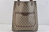 Authentic GUCCI Web Sherry Line Shoulder Tote Bag PVC Leather Brown 5206C