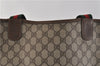 Authentic GUCCI Web Sherry Line Shoulder Tote Bag PVC Leather Brown 5206C