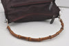 Authentic GUCCI Bamboo 2Way Shoulder Hand Bag Purse Nylon Leather Wine Red 5206I