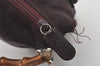 Authentic GUCCI Bamboo 2Way Shoulder Hand Bag Purse Nylon Leather Wine Red 5206I