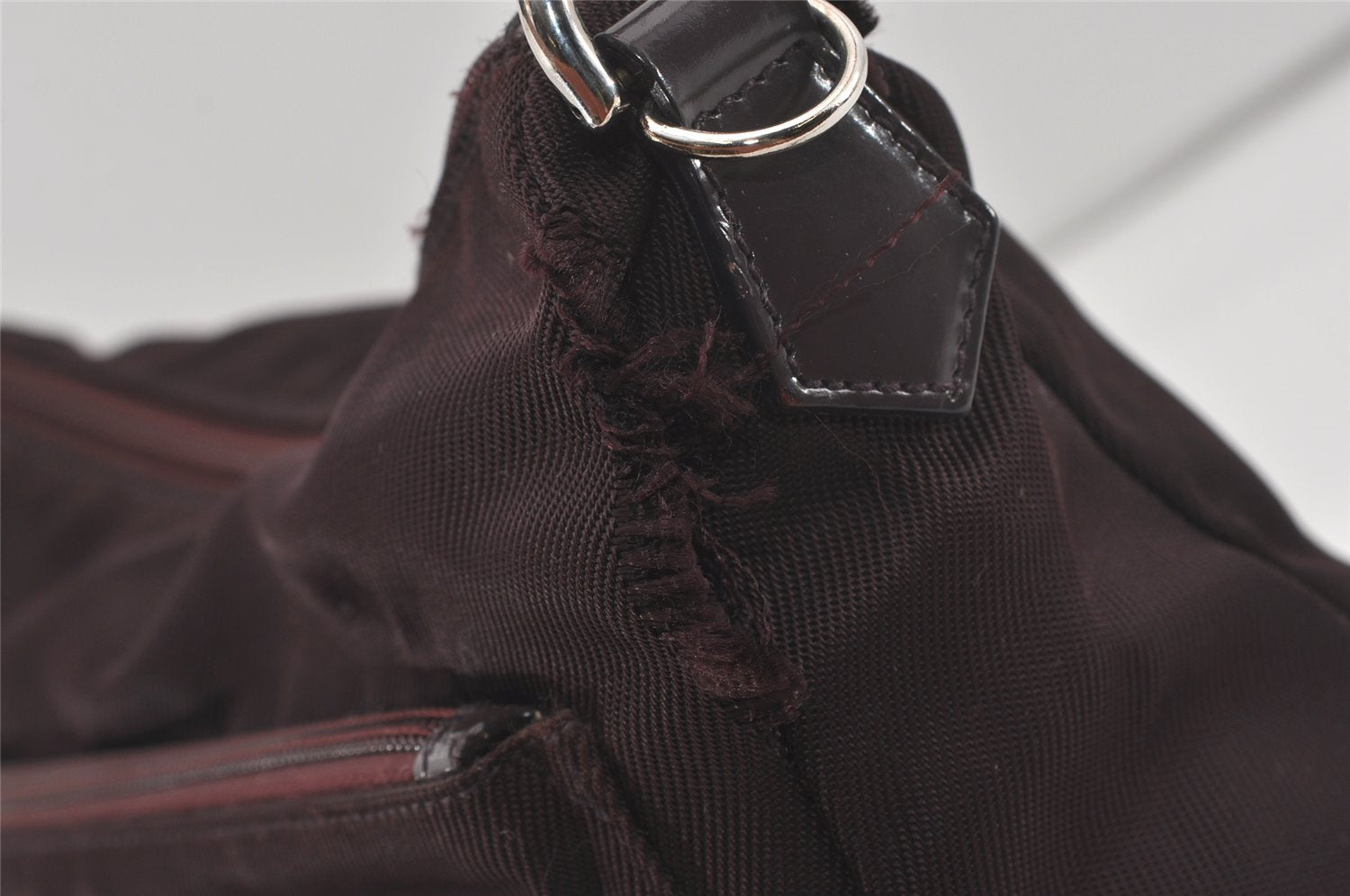 Authentic GUCCI Bamboo 2Way Shoulder Hand Bag Purse Nylon Leather Wine Red 5206I