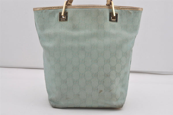 Authentic GUCCI Vintage Tote Bag GG Canvas Leather 0021099 Light Blue 5207I