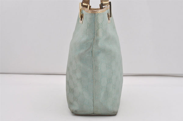 Authentic GUCCI Vintage Tote Bag GG Canvas Leather 0021099 Light Blue 5207I