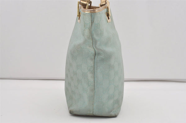 Authentic GUCCI Vintage Tote Bag GG Canvas Leather 0021099 Light Blue 5207I