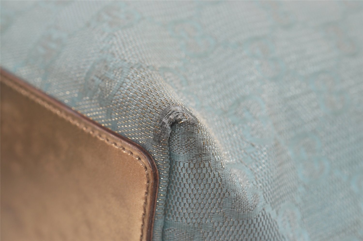Authentic GUCCI Vintage Tote Bag GG Canvas Leather 0021099 Light Blue 5207I