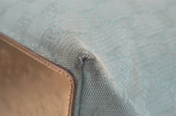 Authentic GUCCI Vintage Tote Bag GG Canvas Leather 0021099 Light Blue 5207I