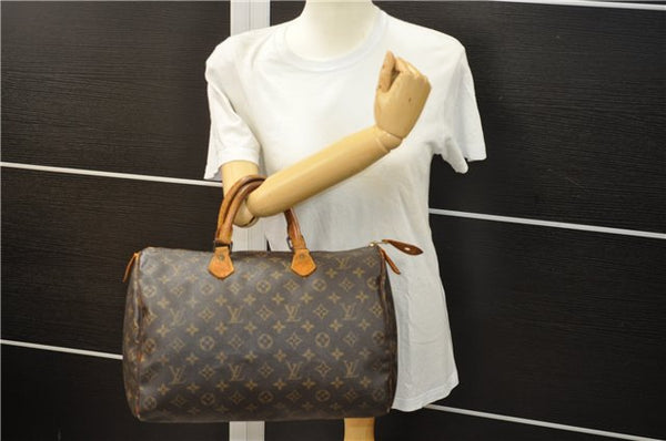 Authentic Louis Vuitton Monogram Speedy 35 Hand Boston Bag M41524 LV 5208D