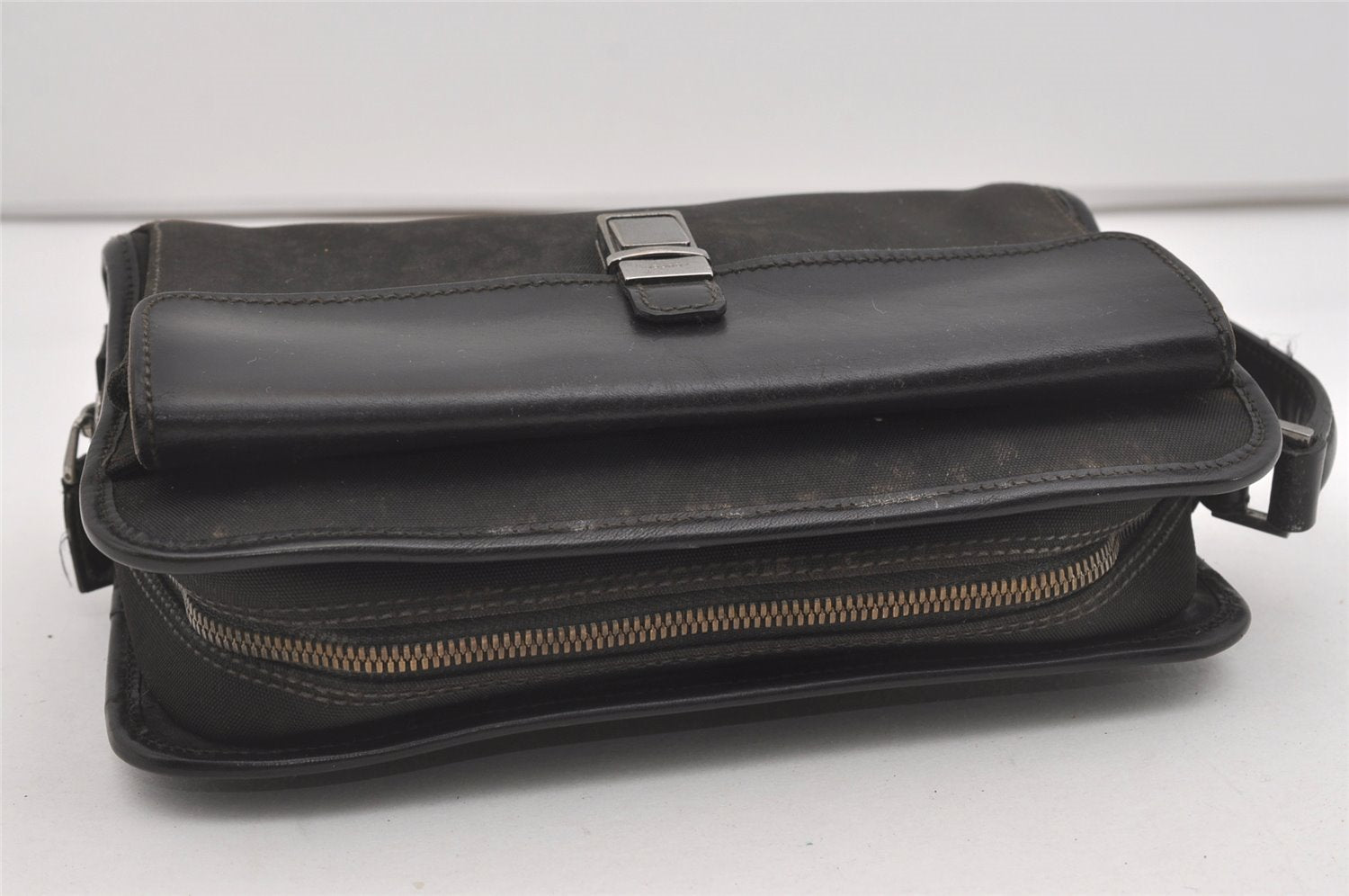 Authentic GUCCI Vintage Clutch Hand Bag Purse Nylon Leather 108844 Black 5208I