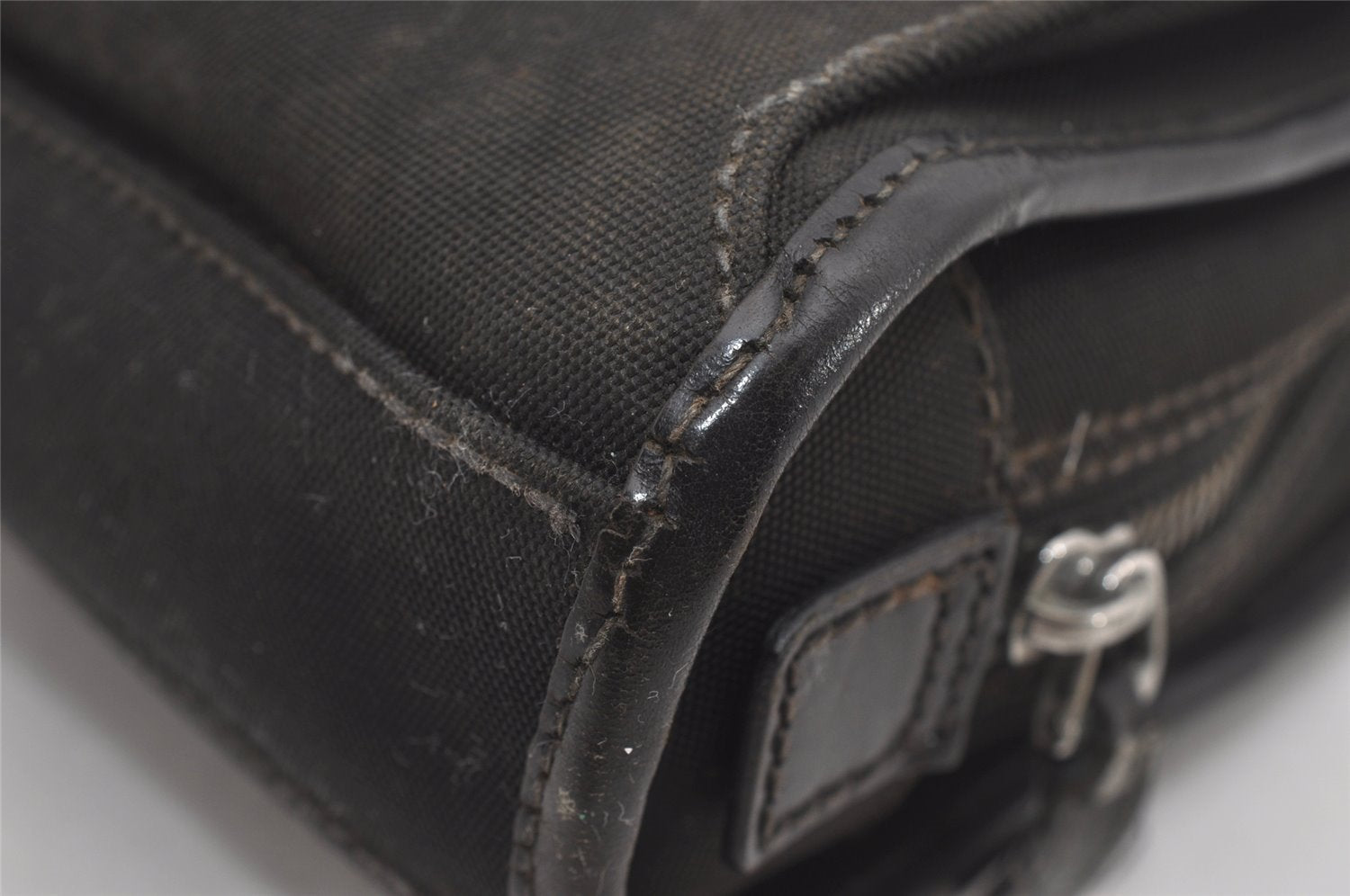 Authentic GUCCI Vintage Clutch Hand Bag Purse Nylon Leather 108844 Black 5208I