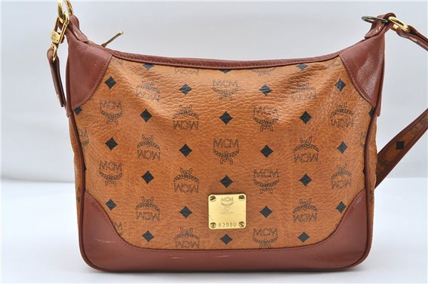 Authentic MCM Visetos Leather Vintage Shoulder Cross Body Bag Purse Brown 5210D