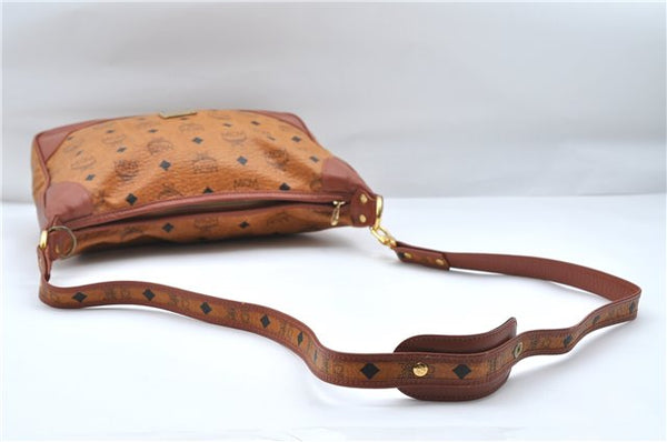 Authentic MCM Visetos Leather Vintage Shoulder Cross Body Bag Purse Brown 5210D