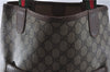 Authentic GUCCI Web Sherry Line Shoulder Tote Bag GG PVC Leather Brown 5210E