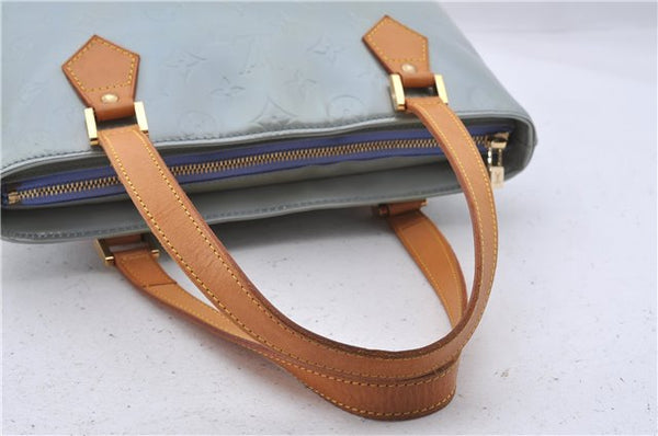 Authentic Louis Vuitton Vernis Houston Shoulder Bag Light Blue M91218 LV 5211D