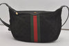 Authentic GUCCI Web Sherry Line Shoulder Bag Purse Canvas Leather Black 5211I