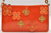 Auth Louis Vuitton Vernis Flower Lexington Hand Bag Pouch Orange M92247 LV 5217D