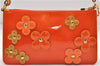 Auth Louis Vuitton Vernis Flower Lexington Hand Bag Pouch Orange M92247 LV 5217D