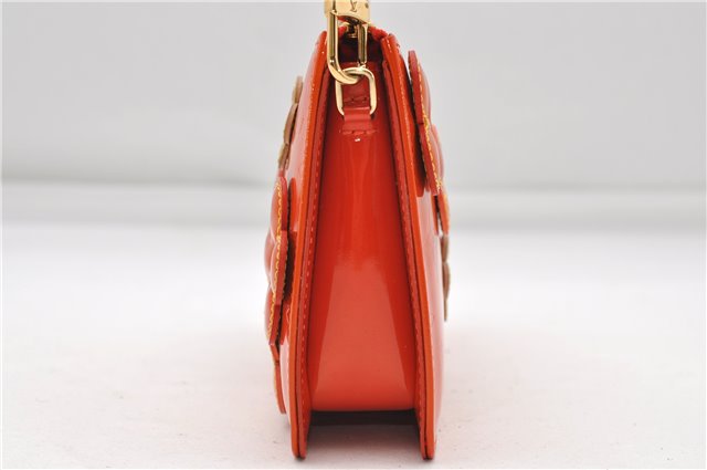 Auth Louis Vuitton Vernis Flower Lexington Hand Bag Pouch Orange M92247 LV 5217D