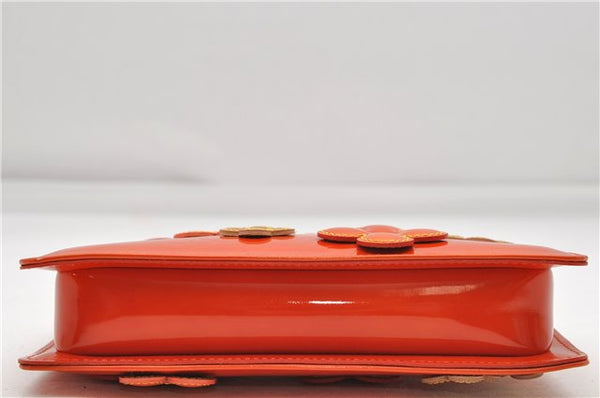 Auth Louis Vuitton Vernis Flower Lexington Hand Bag Pouch Orange M92247 LV 5217D