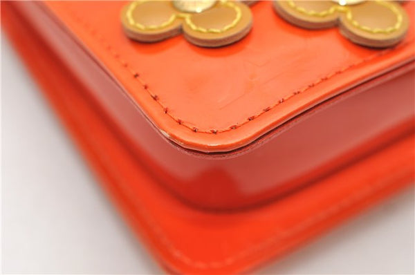 Auth Louis Vuitton Vernis Flower Lexington Hand Bag Pouch Orange M92247 LV 5217D