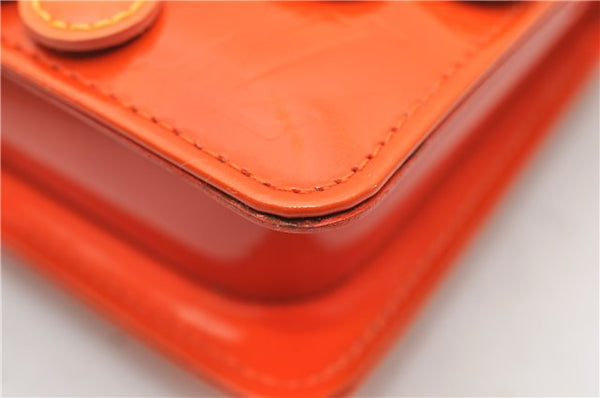 Auth Louis Vuitton Vernis Flower Lexington Hand Bag Pouch Orange M92247 LV 5217D