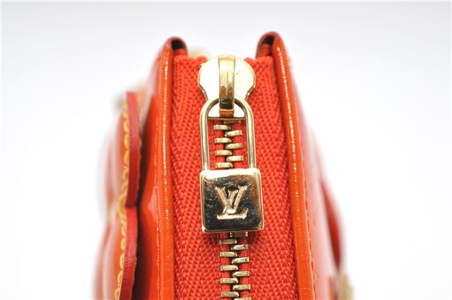 Auth Louis Vuitton Vernis Flower Lexington Hand Bag Pouch Orange M92247 LV 5217D