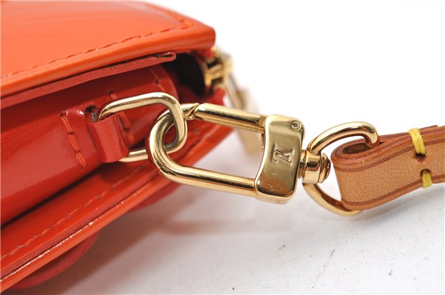 Auth Louis Vuitton Vernis Flower Lexington Hand Bag Pouch Orange M92247 LV 5217D