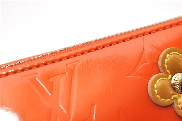 Auth Louis Vuitton Vernis Flower Lexington Hand Bag Pouch Orange M92247 LV 5217D