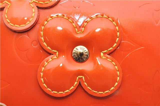 Auth Louis Vuitton Vernis Flower Lexington Hand Bag Pouch Orange M92247 LV 5217D